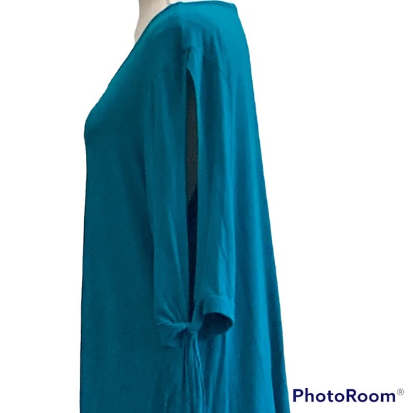 Vision Cold Shoulder Long Jersey Top in Teal, Size 2X - Picture 2 of 5
